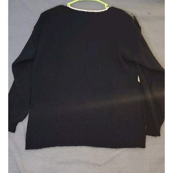 VTG Dana Scott Sweater Black Paisley Sequin Beads Embellished 80s Woman M Angora - Picture 2 of 6